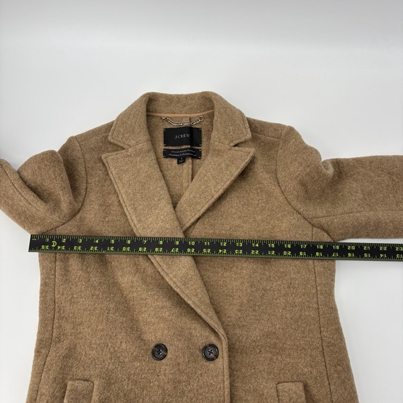 J.Crew Daphne Topcoat Camel Brown Italian Boiled Wool Pea Coat Women Size 4 $228 - Picture 6 of 9